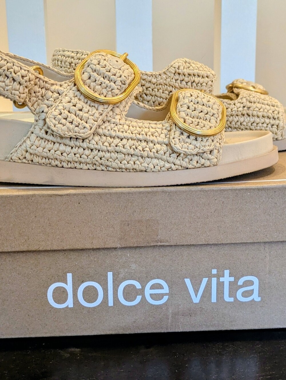 Dolce Vita NATURAL KNIT Women's Starla Crochet Sandals Size 8 - Picture 7 of 10